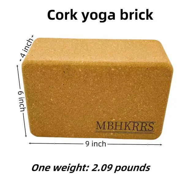 Alt view image 2 of 7 - Yoga Block - Fine-Grain Cork Block, Yoga Equipment, Home Gym Accessory, Pilates Tool, Lightweight for Travel, Extra Firm Workout Accessory with Comfortable Edges (Cork 1-pack, 4" x 6" x 9")