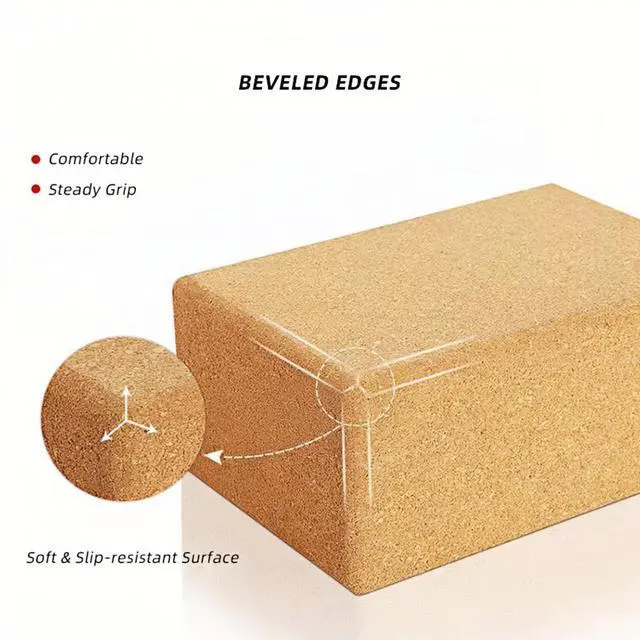 Alt view image 3 of 7 - Yoga Block - Fine-Grain Cork Block, Yoga Equipment, Home Gym Accessory, Pilates Tool, Lightweight for Travel, Extra Firm Workout Accessory with Comfortable Edges (Cork 1-pack, 4" x 6" x 9")