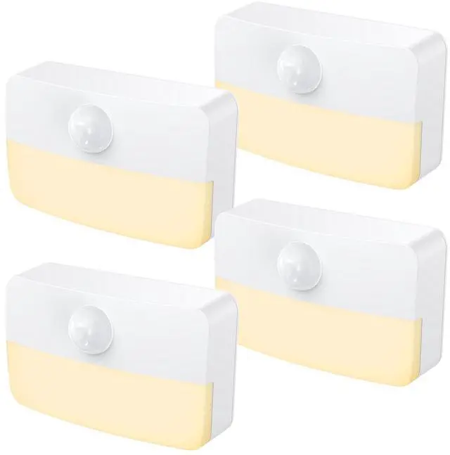 Main image of 4 Pack Motion Sensor Night Light, Stick-On Motion Sensor Lights Indoor, Battery Powered Under Cabinet Kitchen Lights with Adhesive Pads, Auto/On/Off for Cupboard Wardrobe Stair Kitchen- Warm White