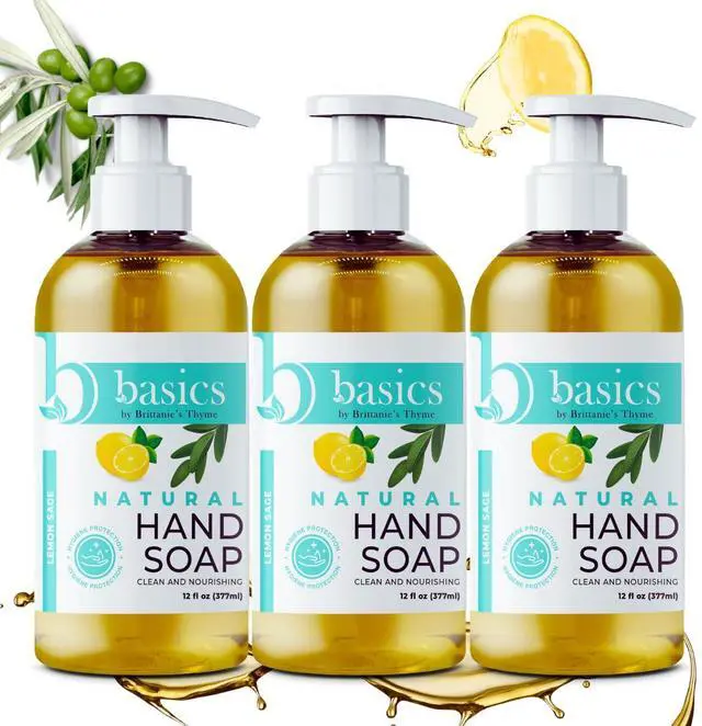 Main image of Basics Natural Hand Soap, Lemon Sage, 12 fl oz, Pack of 3