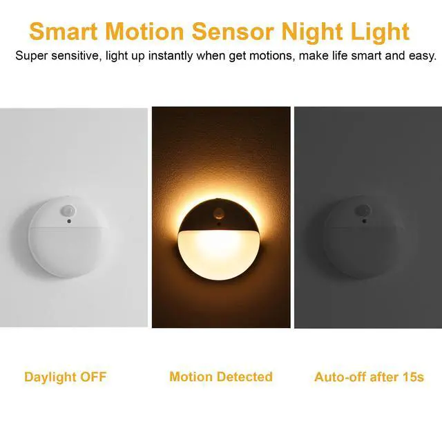 Alt view image 3 of 7 - 2 Pack Toliet Lights, 2.6" Small Motion Sensor Battery Night Light, Dimmable LED Nightlight, 3 Light Modes, Stick on Lights for Bathroom, Travel, Stairs, Cabinet, Bedroom, Kids, Warm Yellow