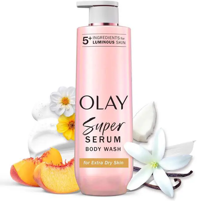 Main image of Super Serum Body Wash for Extra Dry Skin, 24hr Long Lasting Rich Hydration, 5+ Ingredient Complex for Bright, Even, Firm, & Luminous Skin, with Collagen Peptide, Vitamin C & Shea Butter, 20 fl oz