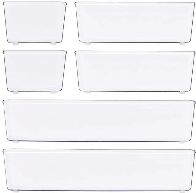 Alt view image 2 of 7 - Clear Drawer Organizer for Office Bin Desk Storage, Assorted Size, 6 Packs