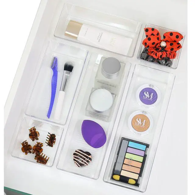 Alt view image 4 of 7 - Clear Drawer Organizer for Office Bin Desk Storage, Assorted Size, 6 Packs