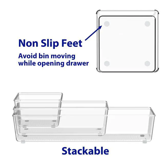 Alt view image 6 of 7 - Clear Drawer Organizer for Office Bin Desk Storage, Assorted Size, 6 Packs