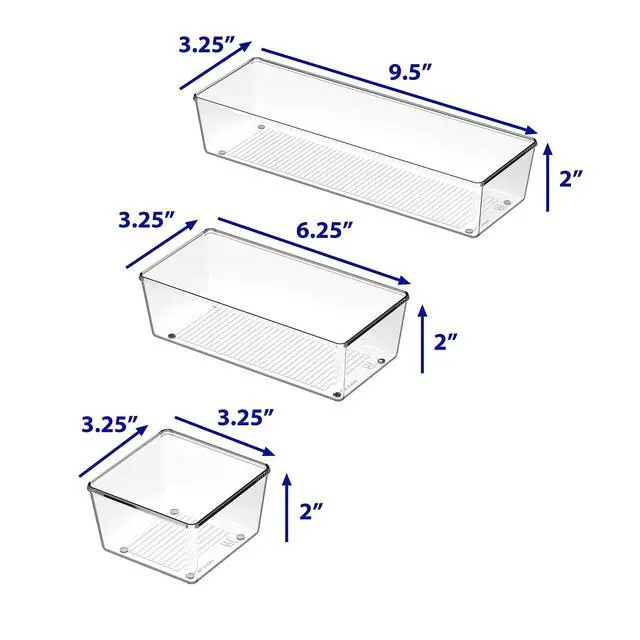Alt view image 7 of 7 - Clear Drawer Organizer for Office Bin Desk Storage, Assorted Size, 6 Packs