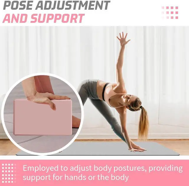 Alt view image 4 of 7 - Yoga Blocks 2 Pack 3x6x9IN Foam Block Supportive Latex-Free with Stretch Band, Non-Slip Exercise Blocks for Pilates, Meditation, Balance, Stretching and Deep Poses (Pink)