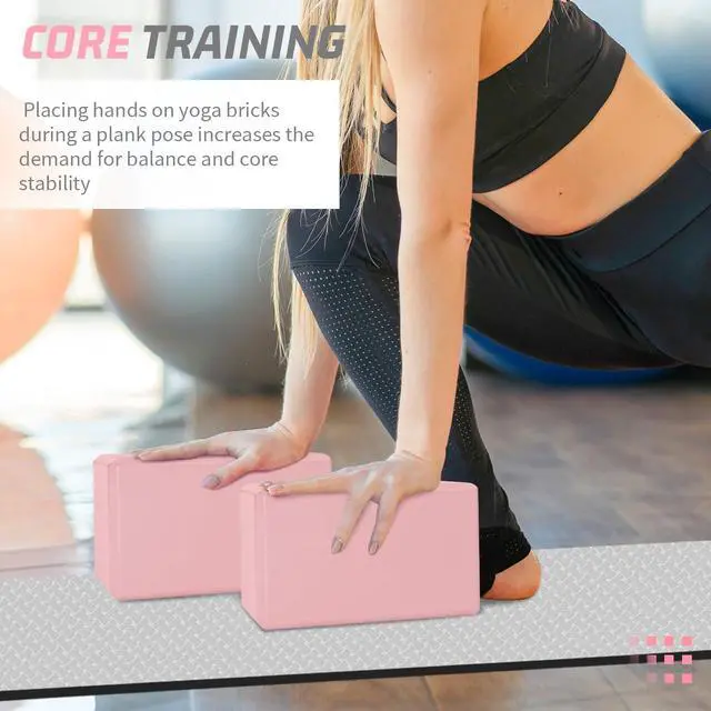 Alt view image 6 of 7 - Yoga Blocks 2 Pack 3x6x9IN Foam Block Supportive Latex-Free with Stretch Band, Non-Slip Exercise Blocks for Pilates, Meditation, Balance, Stretching and Deep Poses (Pink)