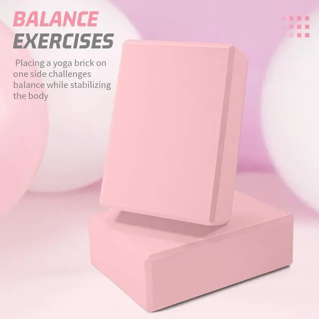 Alt view image 7 of 7 - Yoga Blocks 2 Pack 3x6x9IN Foam Block Supportive Latex-Free with Stretch Band, Non-Slip Exercise Blocks for Pilates, Meditation, Balance, Stretching and Deep Poses (Pink)