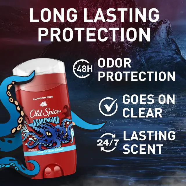 Alt view image 2 of 7 - Aluminum Free Deodorant for Men, 24/7 Odor Protection, 24/7 Freshness & Lasting Scent, Goes on Clear, Krakengard with Deep Ocean Scent, 3.0 oz (Pack of 2)
