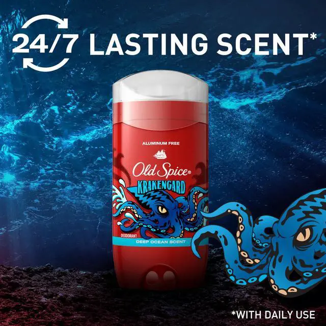 Alt view image 4 of 7 - Aluminum Free Deodorant for Men, 24/7 Odor Protection, 24/7 Freshness & Lasting Scent, Goes on Clear, Krakengard with Deep Ocean Scent, 3.0 oz (Pack of 2)