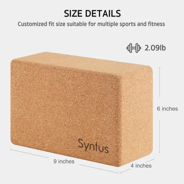 Alt view image 2 of 6 - Yoga Block, Natural Cork 9×6×4 inches Yoga Accessories for Yoga, General Fitness, Pilates and Stretching