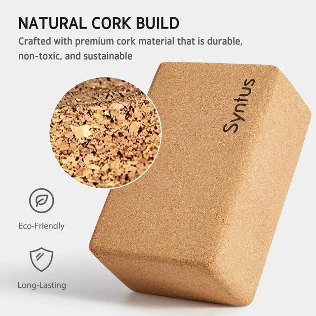 Alt view image 3 of 6 - Yoga Block, Natural Cork 9×6×4 inches Yoga Accessories for Yoga, General Fitness, Pilates and Stretching