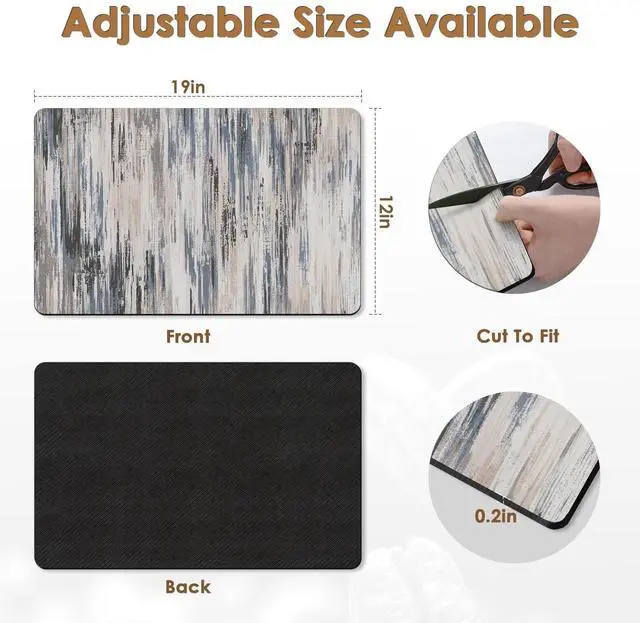 Alt view image 3 of 7 - Coffee Mat for Countertops, Abstract Tan Minimalism Grey Dish Drying Mat 2 Pcs for Kitchen Bar Accessories, Fit Under Coffee Maker Espresso Machine Dish Rack Hide Stain Rubber 12x19in