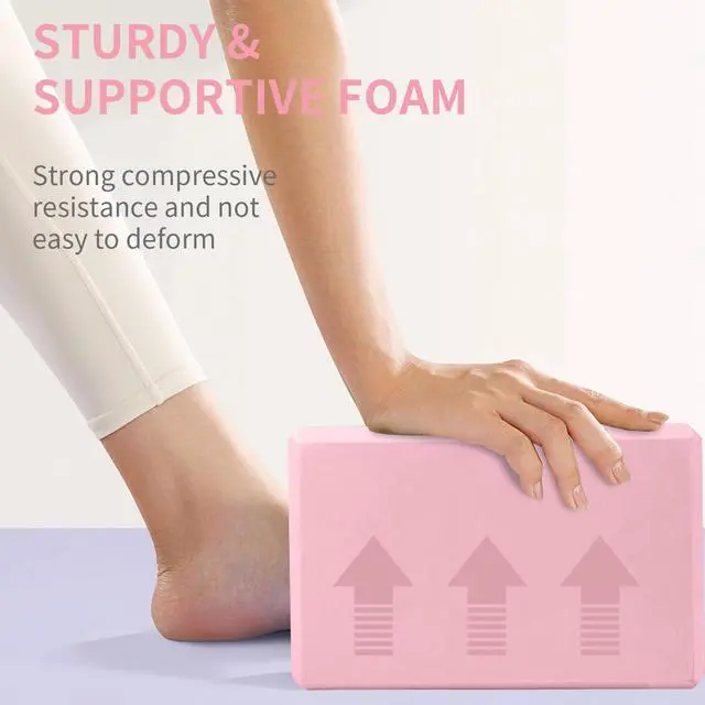 Alt view image 4 of 7 - 2 Pack 9"x6"x3", Sturdy Yoga Foam Blocks, High Density & Non Slip Surface for Pilates & Stretching, Fitness Accessories for Stability & Balance (Pink)