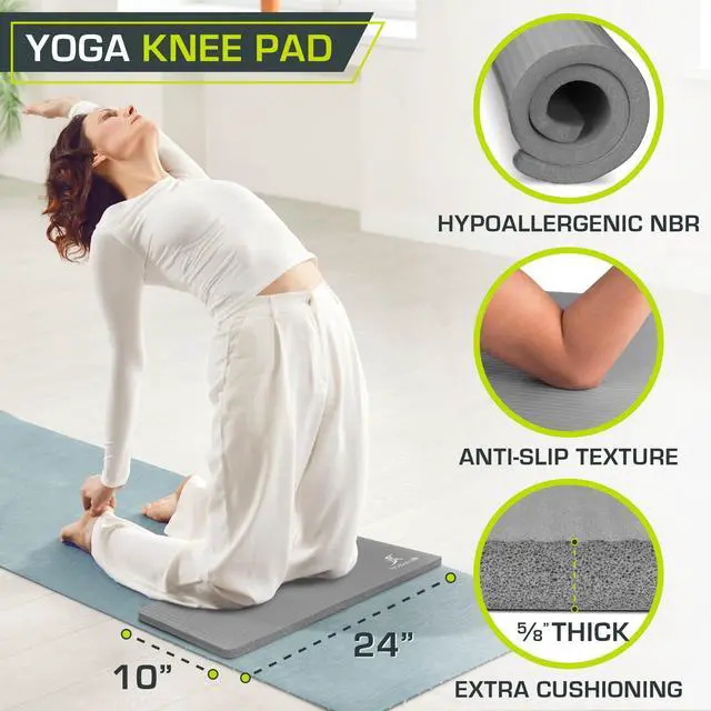 Alt view image 2 of 6 - Extra Thick Yoga Knee Pad and Elbow Cushion 15mm (5/8) Fits Standard Mats for Pain Free Joints in Yoga, Pilates, Floor Workouts