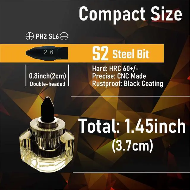 Alt view image 4 of 7 - 10in1 Short Stubby Mini Screwdriver for tight spots, Cellulose Acetate Fiber Made Handle, Double-headed High Hardness S2 Steel Bits, Exquisite EDC