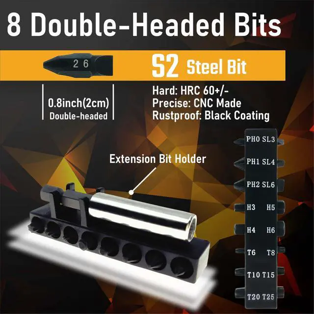 Alt view image 6 of 7 - 10in1 Short Stubby Mini Screwdriver for tight spots, Cellulose Acetate Fiber Made Handle, Double-headed High Hardness S2 Steel Bits, Exquisite EDC