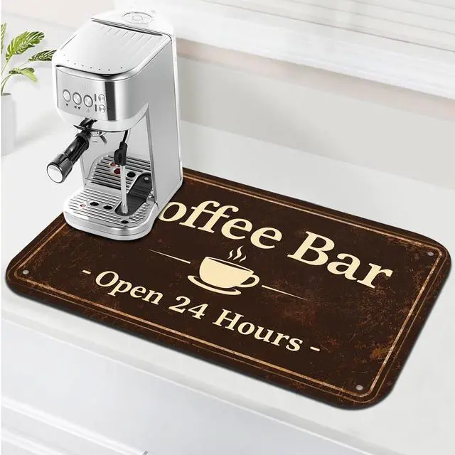 Main image of Coffee Bar Coffee Drying Mat 12" x 19", Absorbent Quick-Dry Mat, Non-Slip Waterproof Countertop Protector for Coffee Station and Espresso Machine