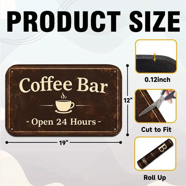 Alt view image 2 of 7 - Coffee Bar Coffee Drying Mat 12" x 19", Absorbent Quick-Dry Mat, Non-Slip Waterproof Countertop Protector for Coffee Station and Espresso Machine