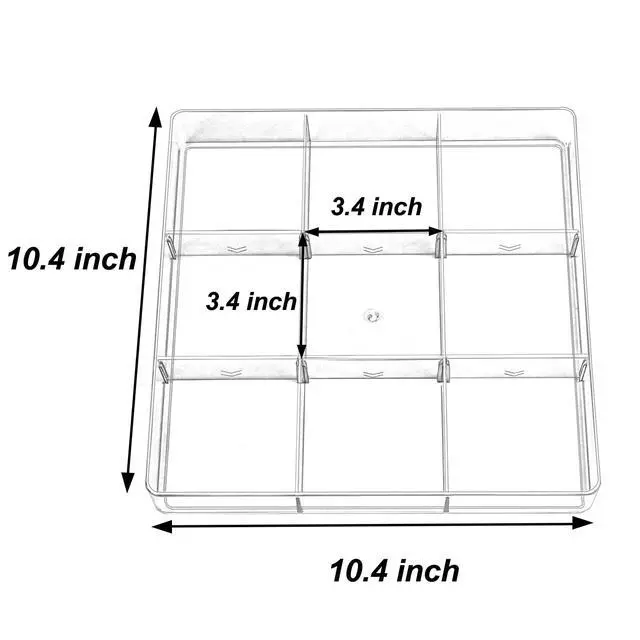 Alt view image 5 of 7 - Adjustable Clear Drawer Organizer, Plastic Drawer Divider Tray with Removable 9 Sections for Desk,Bathroom,Office,Makeup,Junk