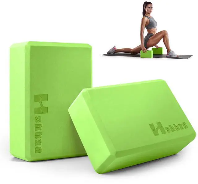 Main image of 2 Pcs Yoga Blocks, Non-Slip Pilates Foam Blocks, Professional Latex-Free Eva Exercise Blocks, Essential Accessories for Yoga, Pilates, and Dance, 9"x6"x3" (Green)
