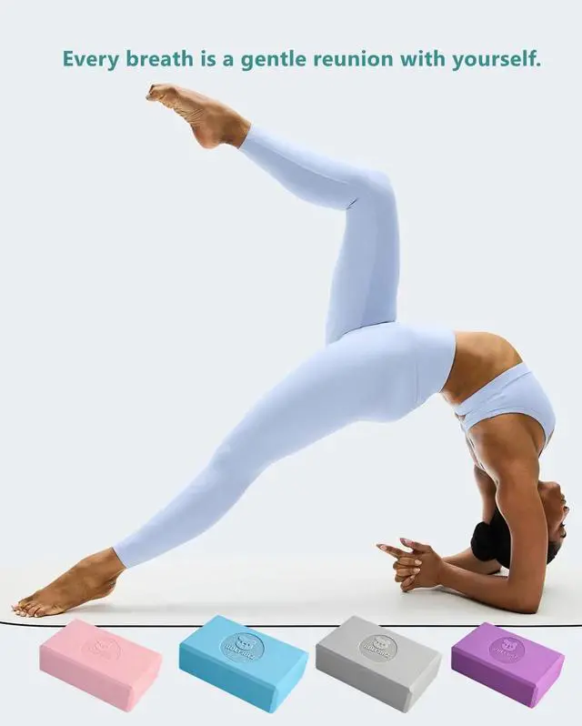 Alt view image 6 of 7 - Premium Yoga Blocks - Non-Latex EVA Foam with Non-Slip Grip & Beveled Edges - Multiple Colors Available - Ideal for Yoga, Pilates, Meditation - Boost Stability, Balance and Deep Stretching (2, Grey)