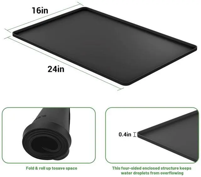 Alt view image 2 of 6 - 24-inch Coffee Mat - Heat Resistant Silicone for Coffee Bar & Kitchen Counter - Bar Mat for Countertops - Decor Under Espresso Machine & Makers (Black)