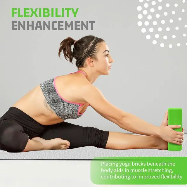 Alt view image 5 of 7 - Yoga Blocks 2 Pack 3x6x9IN Foam Block Supportive Latex-Free with Rounded Edges, Non-Slip Exercise Blocks for Pilates, Meditation, Balance, Stretching and Deep Poses (Green)