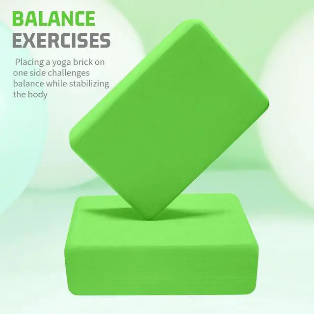 Alt view image 7 of 7 - Yoga Blocks 2 Pack 3x6x9IN Foam Block Supportive Latex-Free with Rounded Edges, Non-Slip Exercise Blocks for Pilates, Meditation, Balance, Stretching and Deep Poses (Green)