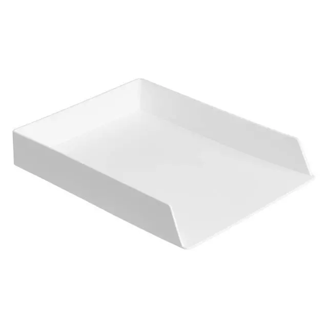 Alt view image 2 of 4 - Rectangular Plastic Desk Organizer Bundle, 3 Pieces Letter Tray and Accessory Tray for Office Supplies, Document Organization, Workspace Storage, 10 x 13.4 inches, White