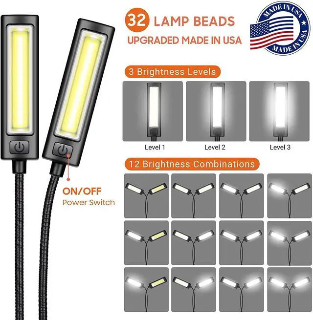 Alt view image 2 of 7 - Music Stand Light Clip on Battery Powered Reading Lamp Book Light for Bookworms Guitar Piano Keyboard Players