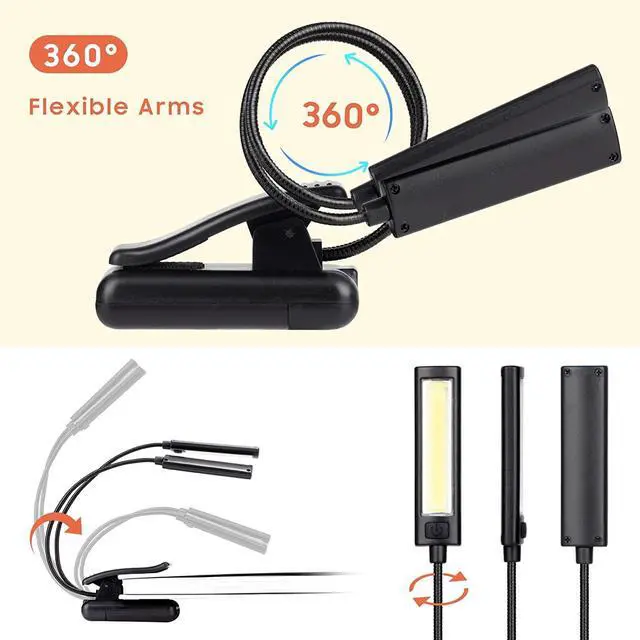 Alt view image 5 of 7 - Music Stand Light Clip on Battery Powered Reading Lamp Book Light for Bookworms Guitar Piano Keyboard Players