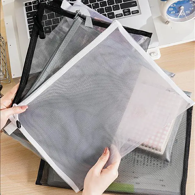 Alt view image 6 of 6 - 10 Pieces Nylon Zipper Mesh Pouch,Cosmetic Bags,Zipper Bags for Organizing Storage,Puzzle, Board Games,Multipurpose Travel Bags and Office Supplies (White)