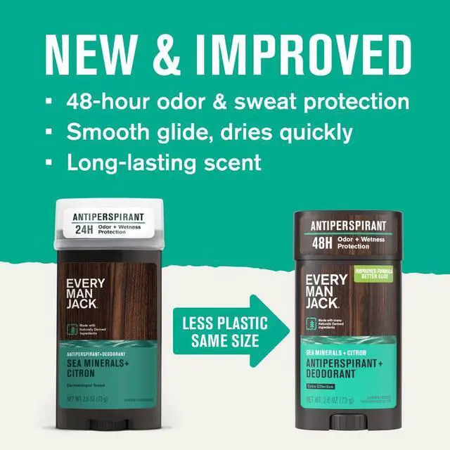 Alt view image 7 of 7 - Mens Sea Minerals + Citron Antiperspirant Deodorant New & Improved Formula 48-Hour Odor & Sweat Defense 2.6 oz (2 Pack)