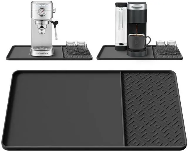 Main image of Silicone Coffee Mat with Raised Edges 19" x 12" Waterproof Countertop Mat, Coffee Maker Pad, Espresso Machine Mat, Heat Resistant Dish Drying Mat