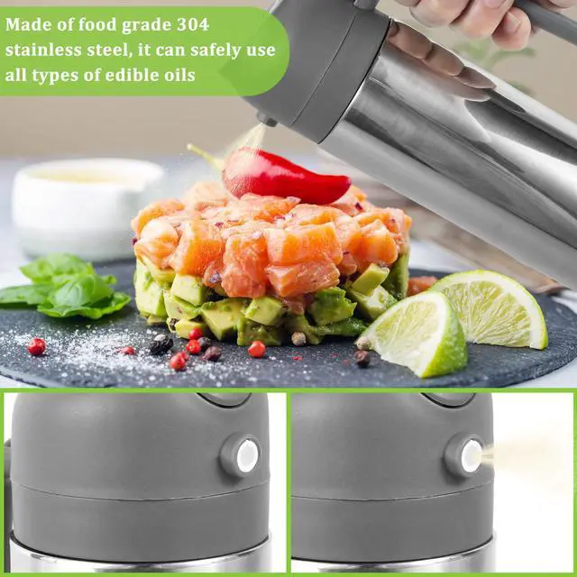 Alt view image 4 of 7 - 2 in 1 Oil Dispenser and Oil Sprayer, 304 Stainless Steel Oil Dispenser Bottle, 500ml Oil Sprayer for Cooking, Refillable Food-grade Oil Mister for Air Fryer, Salad, Frying, BBQ, Home Kitchen Gadget