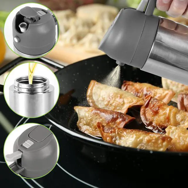 Alt view image 5 of 7 - 2 in 1 Oil Dispenser and Oil Sprayer, 304 Stainless Steel Oil Dispenser Bottle, 500ml Oil Sprayer for Cooking, Refillable Food-grade Oil Mister for Air Fryer, Salad, Frying, BBQ, Home Kitchen Gadget