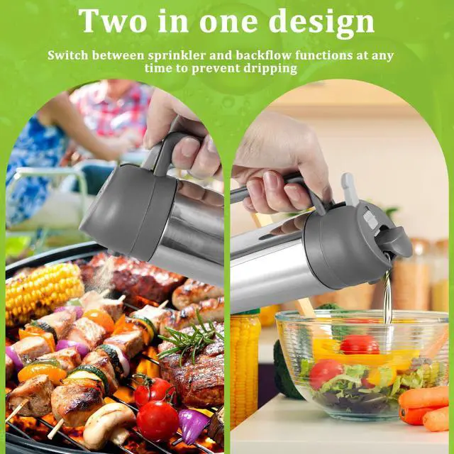 Alt view image 7 of 7 - 2 in 1 Oil Dispenser and Oil Sprayer, 304 Stainless Steel Oil Dispenser Bottle, 500ml Oil Sprayer for Cooking, Refillable Food-grade Oil Mister for Air Fryer, Salad, Frying, BBQ, Home Kitchen Gadget