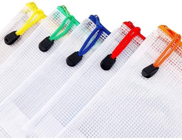 Alt view image 6 of 7 - Pcs-Mesh Zipper Pouches File Bags Puzzle Storage Bags Folders Large Bag Zip Pouch for Office Supplies,Organizing Storage,Board Game Organization-(Multicolor, 5"x 7")