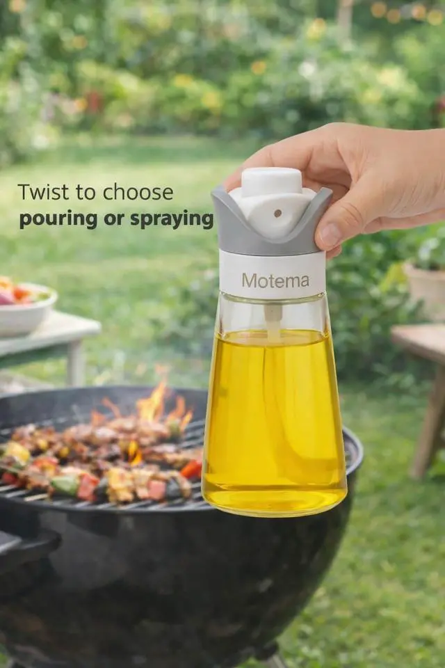 Alt view image 4 of 7 - Oil control Dispenser Bottle, Spray & Pour 2-in-1, Precision Olive Oil Sprayer for Healthy Cooking, BPA-FREE,340 ml/12oz, Glass bottle, Leak-Proof, Ideal for cooking, salad, Air Fryer & BBQ