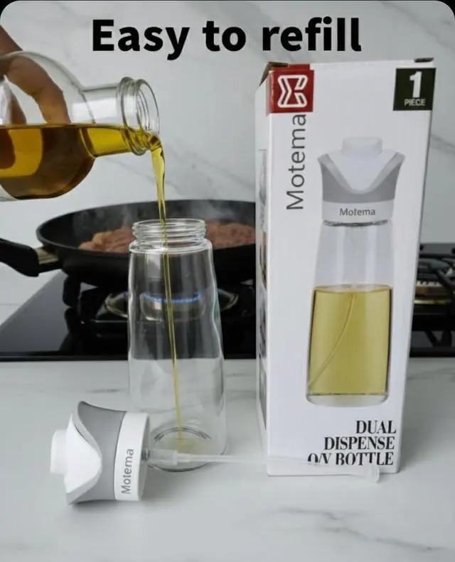 Alt view image 7 of 7 - Oil control Dispenser Bottle, Spray & Pour 2-in-1, Precision Olive Oil Sprayer for Healthy Cooking, BPA-FREE,340 ml/12oz, Glass bottle, Leak-Proof, Ideal for cooking, salad, Air Fryer & BBQ