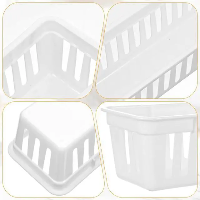Alt view image 3 of 7 - 12 Pack Slim Plastic Storage Baskets Tray for Organizing 10.23 X 2.36 X2.28 Inch Stackable Small Narrow Storage Bins White Pencil Organizer Basket for Classroom Office Desk Garage Cabinet Containers