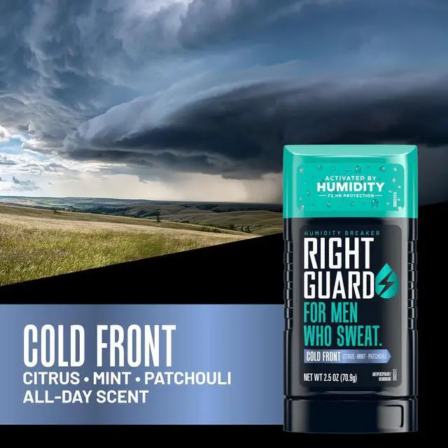 Alt view image 4 of 5 - Humidity Breaker Antiperspirant & Deodorant for Men, Cold Front Scent, 2.5oz (4 Pack) Invisible Solid, 72 Hour Sweat and Odor Control, Humidity Activated