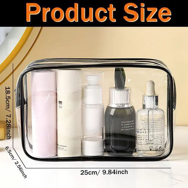 Alt view image 2 of 7 - 6 Pieces Clear Cosmetics Bag Bulk, TSA Approved Toiletry Bag for Travel, Zippered Clear Pouch Cosmetic Makeup Bag Waterproof Vinyl Plastic Organizer Case for Vacation Bathroom (Large)
