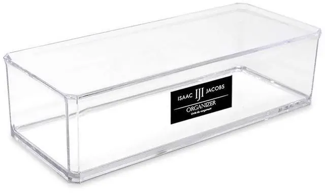 Main image of Clear Acrylic Rectangular Stackable Storage Organizer, (9"L x 3.5"W x 2.5"H) Drawer Tray without Lid, Open-Top Organizer, Multi-Functional, Bathroom, Kitchen, Home, Office, Desk, Drawers
