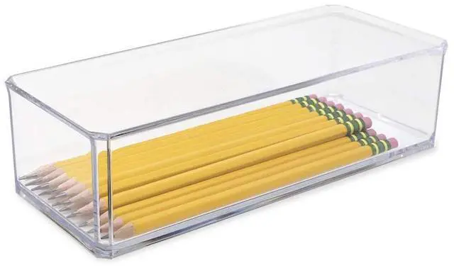 Alt view image 3 of 6 - Clear Acrylic Rectangular Stackable Storage Organizer, (9"L x 3.5"W x 2.5"H) Drawer Tray without Lid, Open-Top Organizer, Multi-Functional, Bathroom, Kitchen, Home, Office, Desk, Drawers