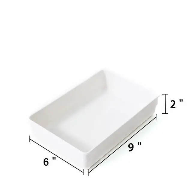 Alt view image 2 of 5 - 3 Pack White Plastic Drawer Organizer Tray Cutlery Utensil Makeups Drawer Organizers 9" X 6"