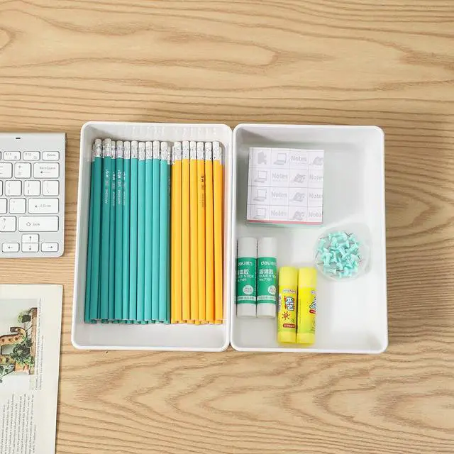 Alt view image 4 of 5 - 3 Pack White Plastic Drawer Organizer Tray Cutlery Utensil Makeups Drawer Organizers 9" X 6"