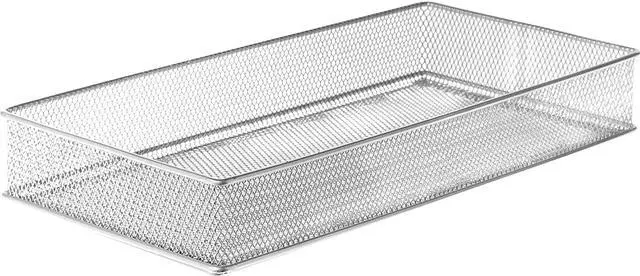 Main image of Silver Mesh Drawer Cabinet and or Shelf Organizer Bins, School Supply Holder Office Desktop Organizer Basket 1591s (1, 6x12x2 Inch)